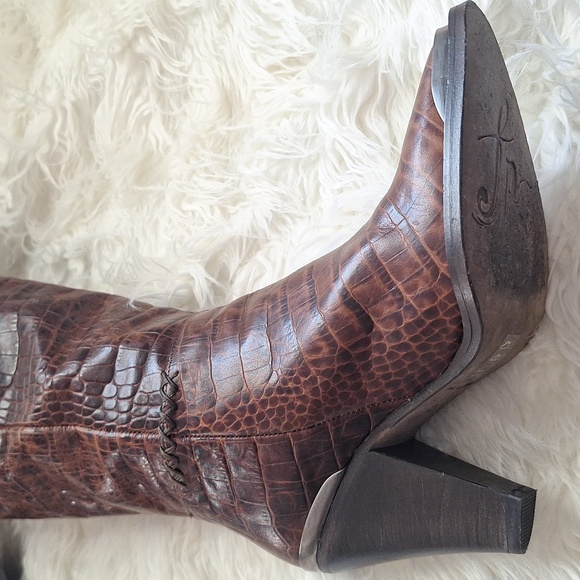 Free People Tall Brown Crocodile Embossed Boots - Picture 5 of 14